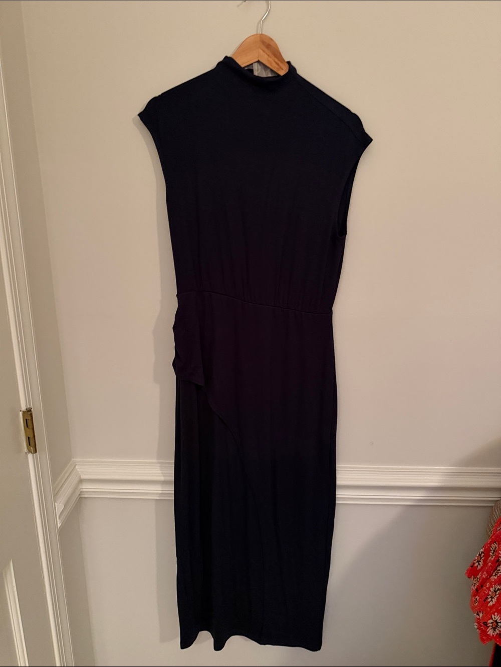 Sleeveless High-Neck Black Midi Dress